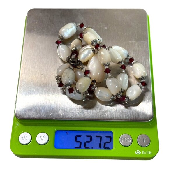 Vintage Uranium Vaseline Art Glass Necklace Estate Red Spacer Beads 20" GLOWS - Picture 6 of 10